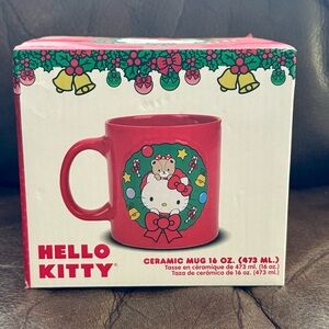 NIB - Hello Kitty 16oz Ceramic Christmas Mug with Wreath & Stocking
